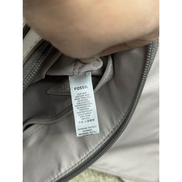 FOSSIL Kinley Small Fold Over Leather Crossbody Bag Adjustable Strap Gray - Picture 12 of 16